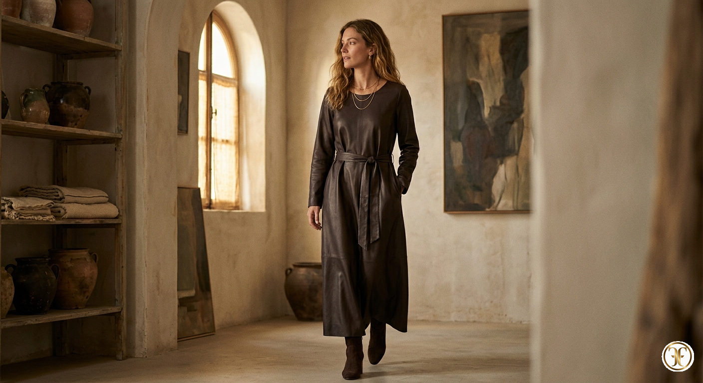 FLUID DEER LEATHER DRESS